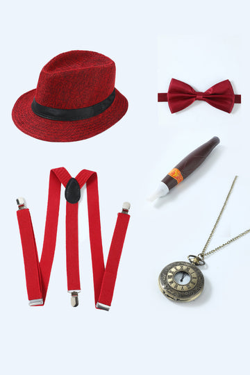 Rotes 1920er Jahre Accessoires Set für Herren